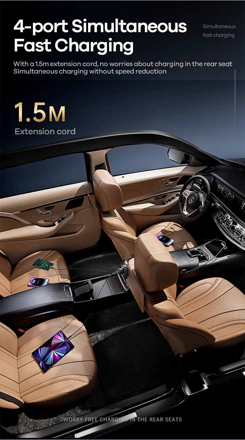 USB Car Charger Type C 120W Quick Charger