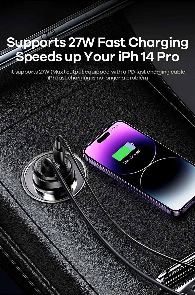 USB Car Charger Type C 120W Quick Charger