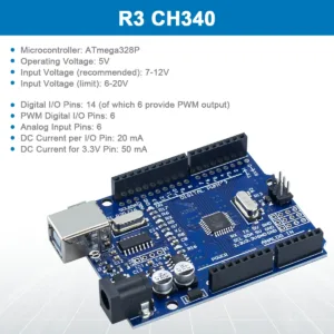 Arduino UNO R3 CH340 Chip Development Board+USB Cable+Pin 2