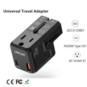 Travel Adapter Universal with USB A and USB C port for US EU UK AUS