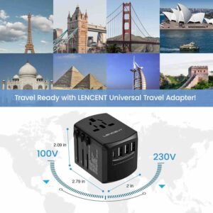 Universal Travel Adapter Travel Charger with 3 USB Ports and 1 Type C for US EU UK AUS