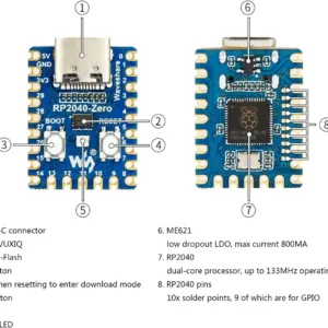 Raspberry Pi PICO Development Board Module RP2040-Zero Microcontroller Dual-core Cortex M0 Processor 2MB FlashUSB 2