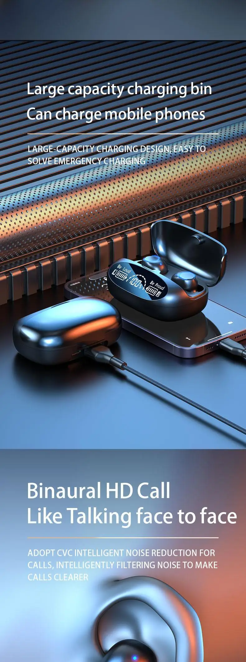 Earbud bin that can charge mobile phones